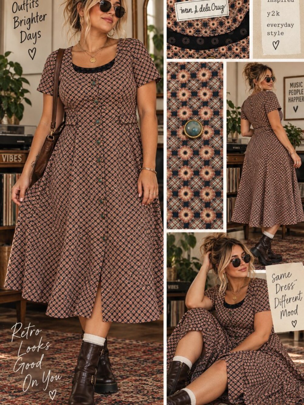 Ivan S. de la Cruz 90s Y2K Granny Chic Floral Midi Dress